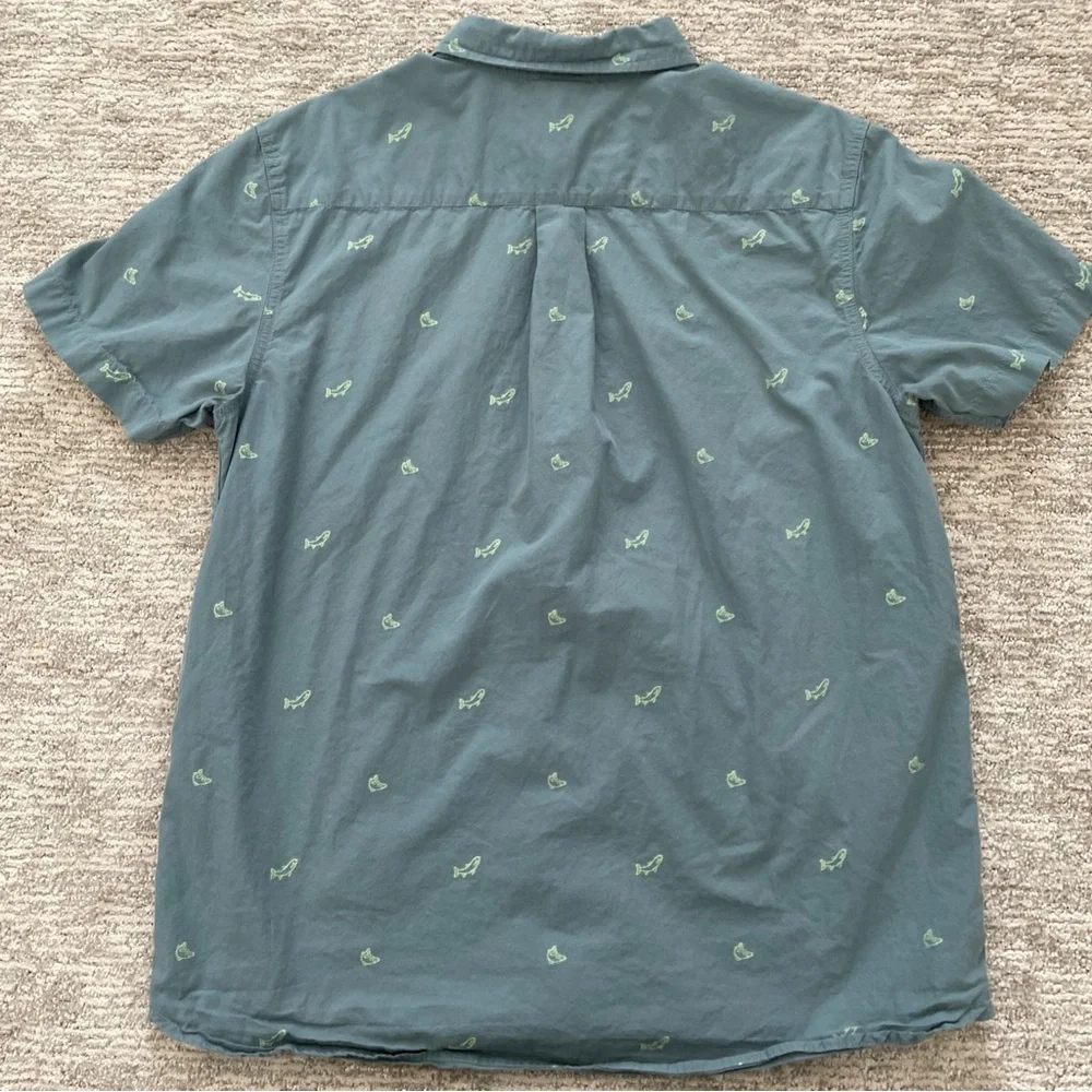 The North Face Shirt Mens Large Blue Short Sleeve Outdoor Fish All Over Print
